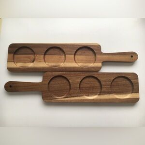 Lot Set of 2 New Wood Flight Drink Serving Boards Tray Beer Bundle Alcohol